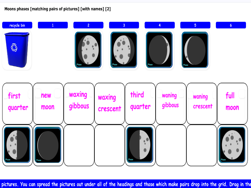 Moon phases [matching pairs of pictures] [with names] [2]