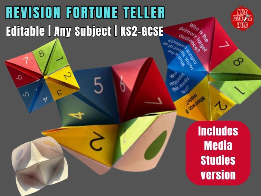 Revision Fortune Teller | Cootie Catcher Printable | Editable Study Aid | KS2 KS3 GCSE | Any Subject
