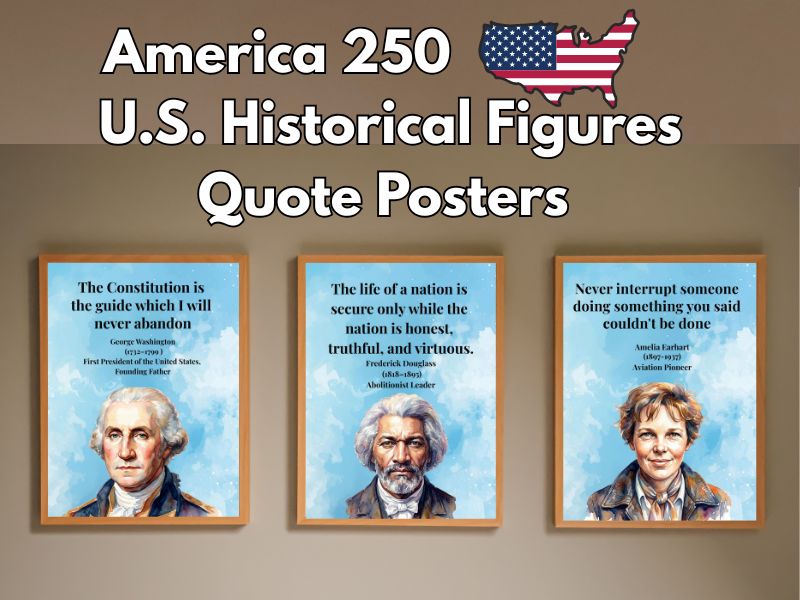 America 250 : U.S. Historical Figures Quote Posters for Classroom Discussion