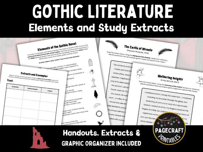 Gothic Literature Elements and Extracts for Study with Graphic Organiser