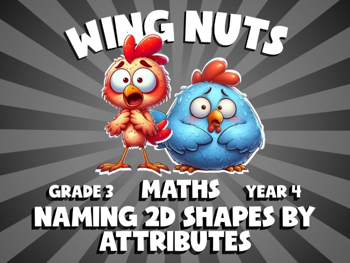 Naming 2D Shapes by Attributes WING NUTS Maths Game | No-Prep Year 4 Review Activity