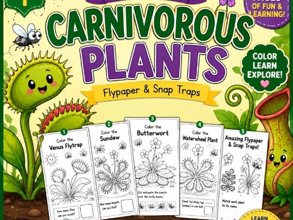 Amazing Carnivorous Plants for Kids – Pack 1: Flypaper & Snap Traps | Ages 4-7