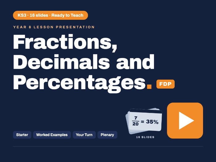 Year 8 Maths | Fractions, Decimals and Percentages (FDP) | PowerPoint