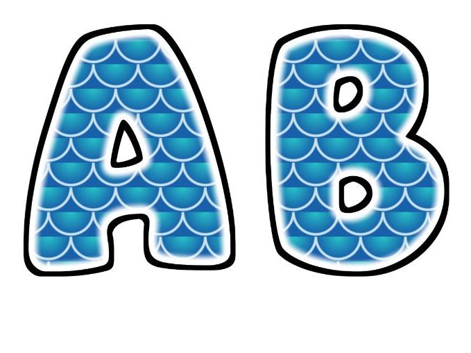 Mermaid Scales Glow Bubble Letters | Bulletin Board Letters | Classroom Display Pack