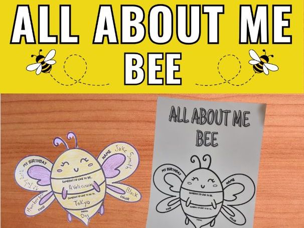 All About Me Bee Themed Craft - First Day of School Get to Know You Worksheet