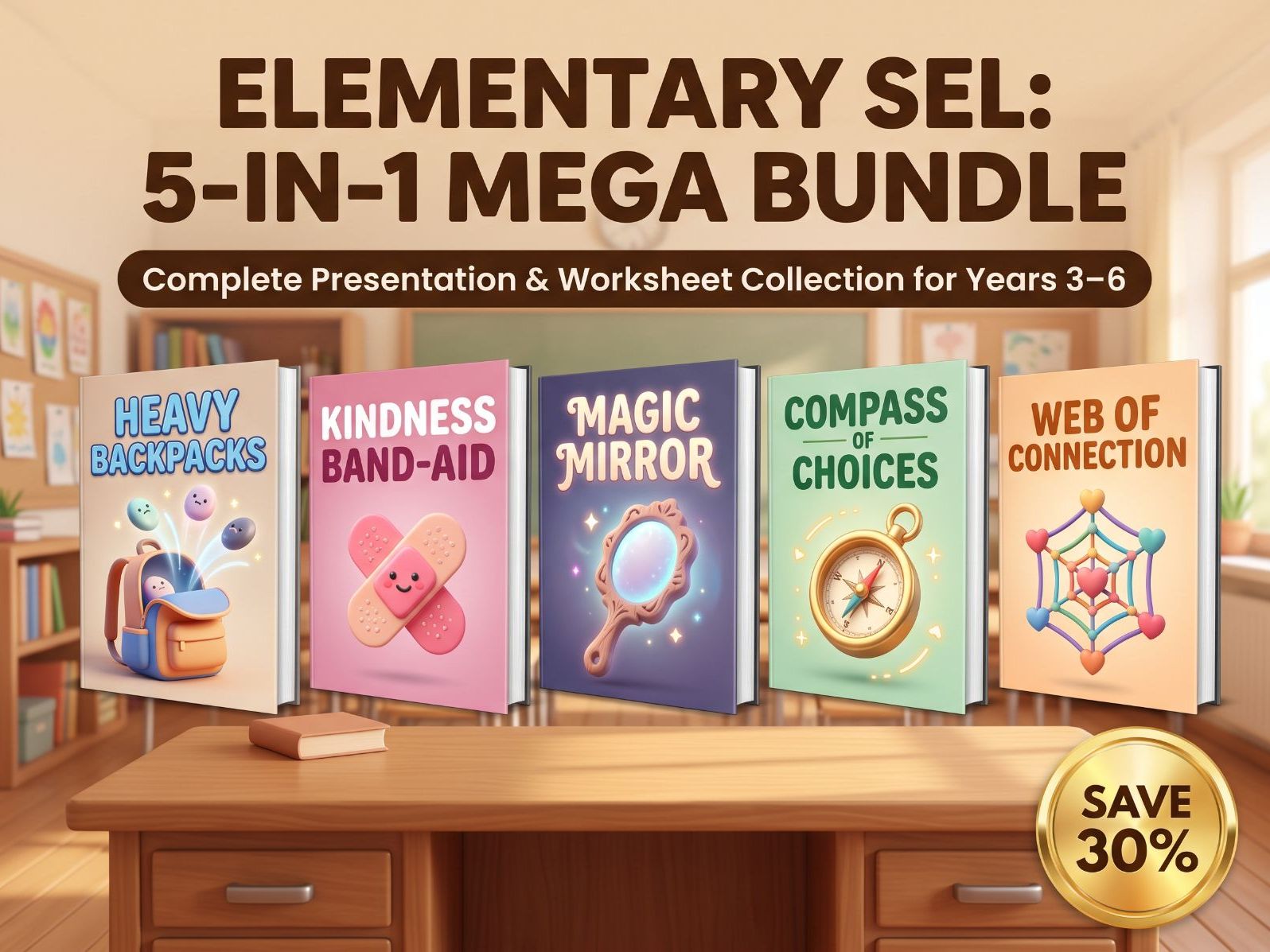 Anxiety Management SEL 5-in-1 Mega Bundle: Emotional Regulation & Coping Tools (Years 3–6)