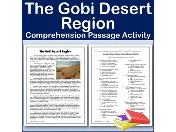 The Gobi Desert - World Regions Reading Comp Passage & Activity | Editable