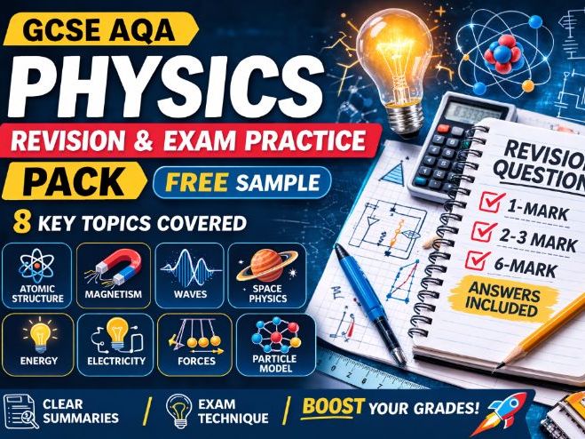 GCSE AQA Physics Revision Questions Pack | 1-Mark, 2-3 Mark & 6-Mark Exam Practice (8463)
