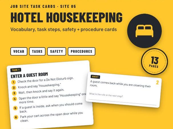 Hotel Housekeeping Job Skills Task Cards: Hospitality Work for SEND and Post-16