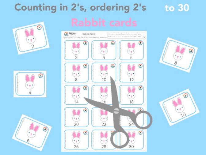 Counting in 2s Rabbit cards Count/order to 30