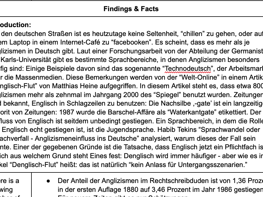 Edexcel German Example IRP: Anglizismen