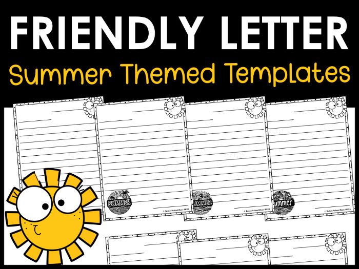 Summer Themed Friendly Letter Templates (Writing Activities)