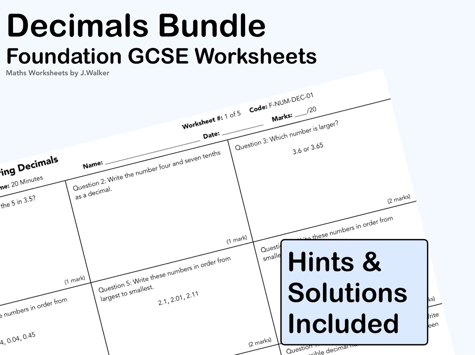 GCSE Maths: Decimals Bundle - Foundation Tier