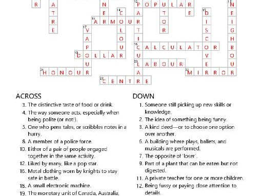 er, or,our spelling puzzles