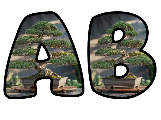 Bonsai Tree Artistic Plants Themed Lettering Set | Classroom Display | Upper & Lowercase, 0-9