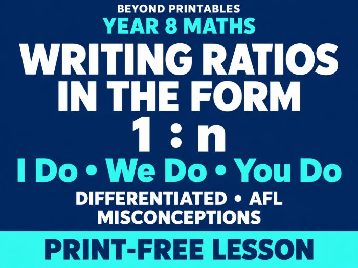 Writing Ratios in the Form 1 : n | I Do, We Do, You Do | Year 8 Maths print-free LESSON