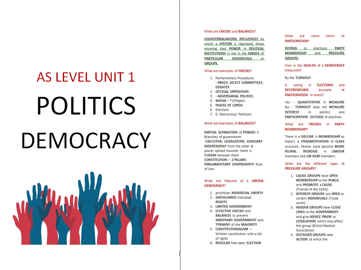 Exexcel AS Level Government & Politics Democracy Booklet