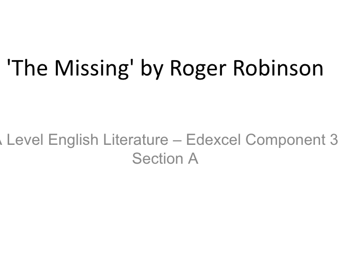 Unseen Poetry: “The Missing” EDEXCEL ALEVEL
