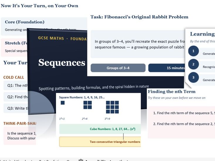 Sequences- A Comprehensive GCSE maths Lesson Pack