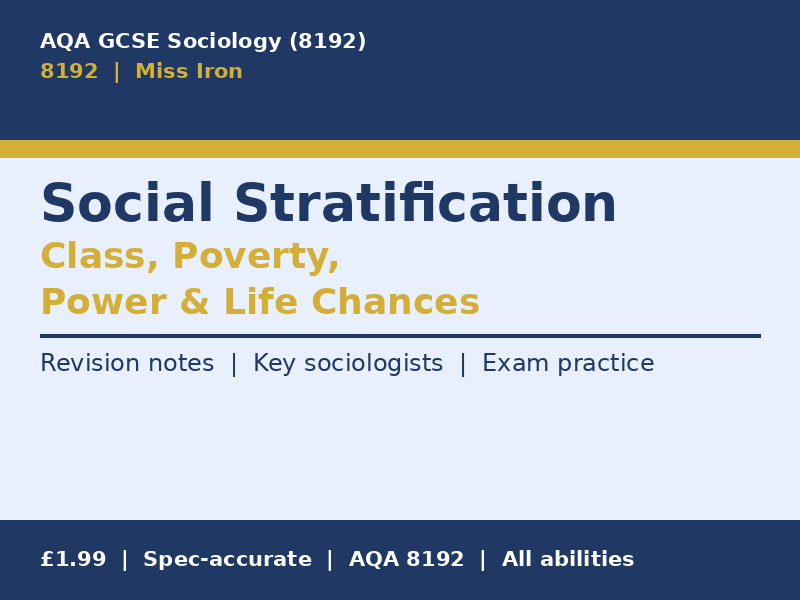 AQA GCSE Sociology (8192) – Social Stratification Revision Pack