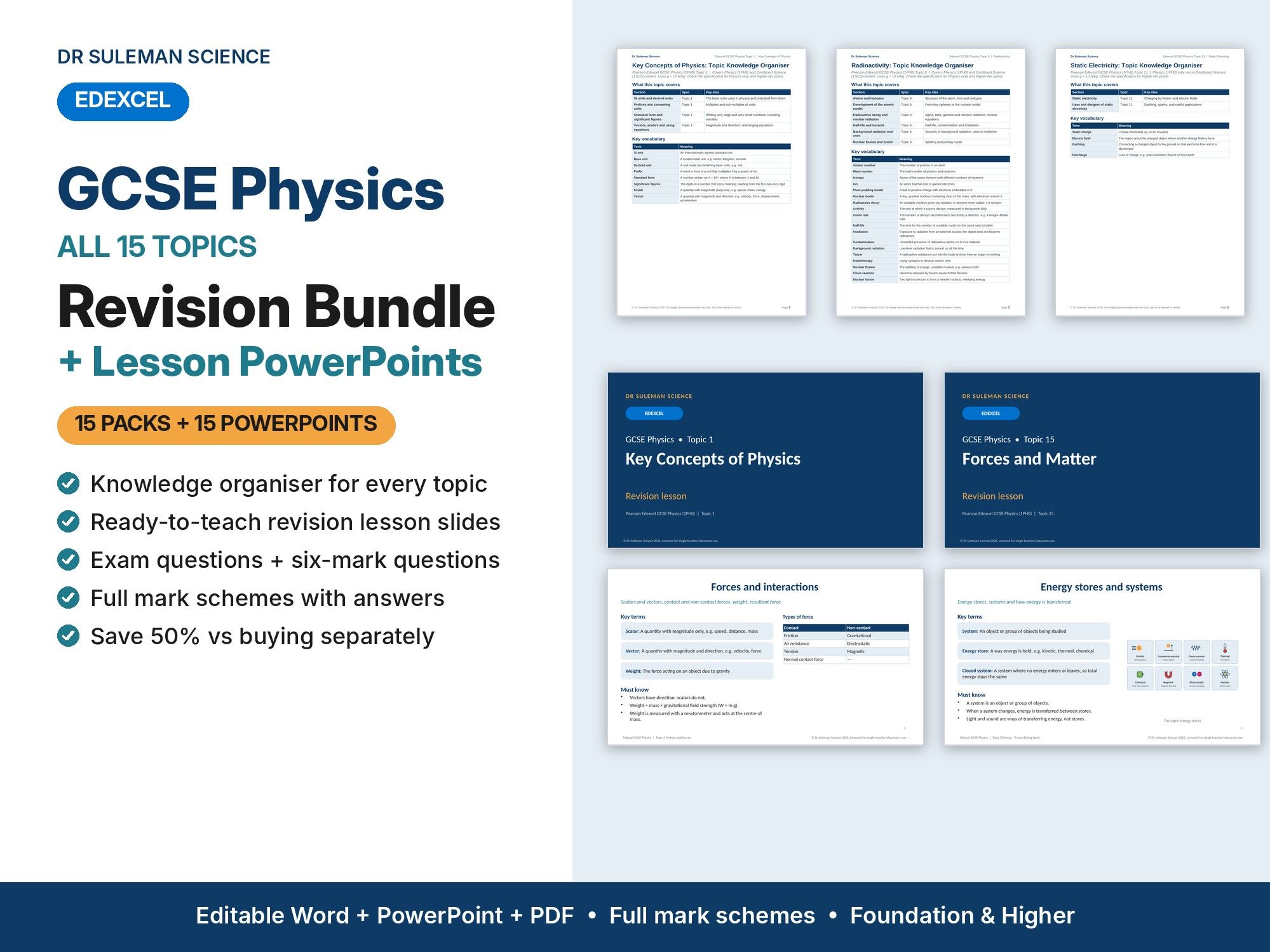 Edexcel GCSE Physics Revision Bundle + PowerPoints: All 15 Topics