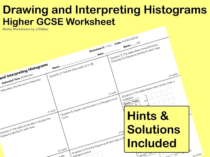 GCSE Maths Worksheet: Drawing and Interpreting Histograms- Higher Tier