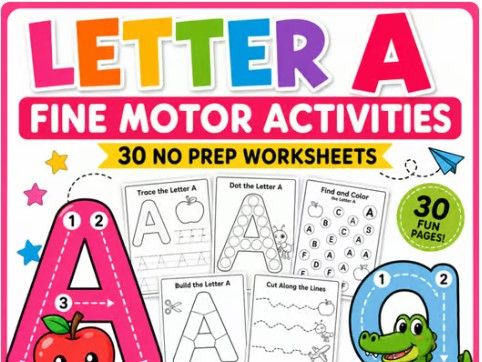Letter A Fine Motor Activities & Preschool Worksheets | Alphabet Tracing
