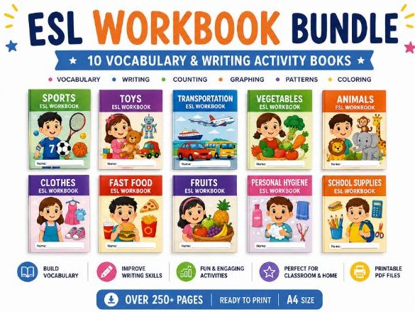 ESL Workbook Bundle for Students | Vocabulary & Writing Activities