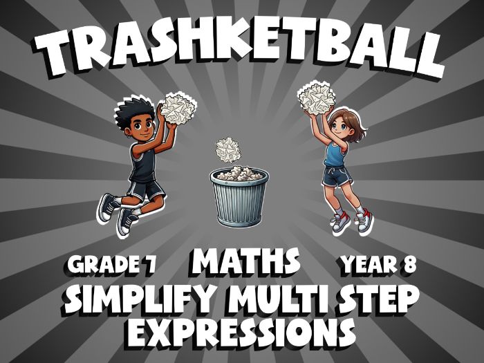 Simplify Multi Step Expressions TRASHKETBALL Maths Game | No-Prep Year 8 Review Activity