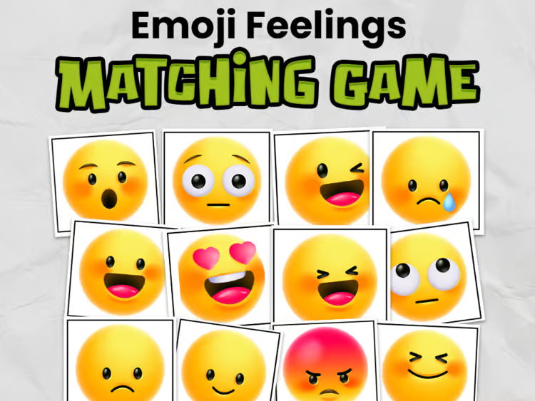 Emoji Matching Card Game | Memory Game Centers for Kindergarten or EYFS