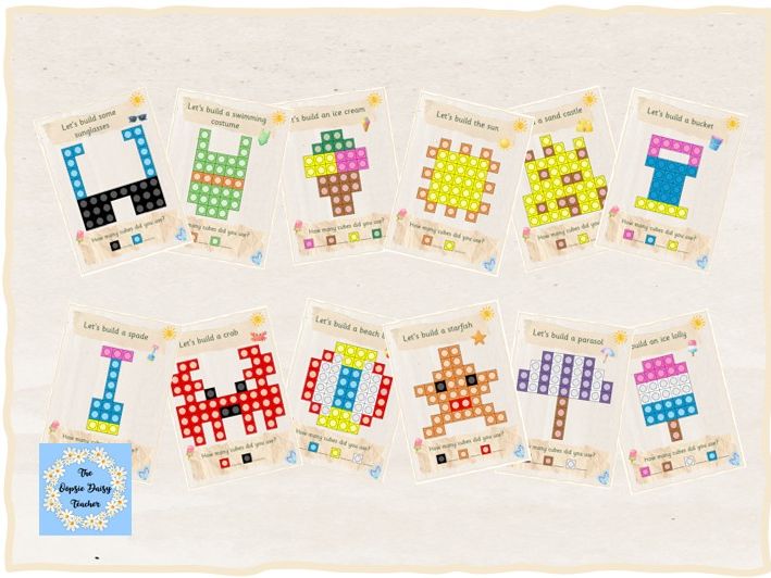 Multilink/Snap Cube Challenge Cards - Summer (Natural Theme)