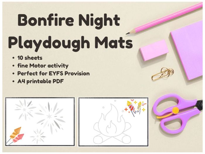 Bonfire Night Playdough Mats – Set of 10