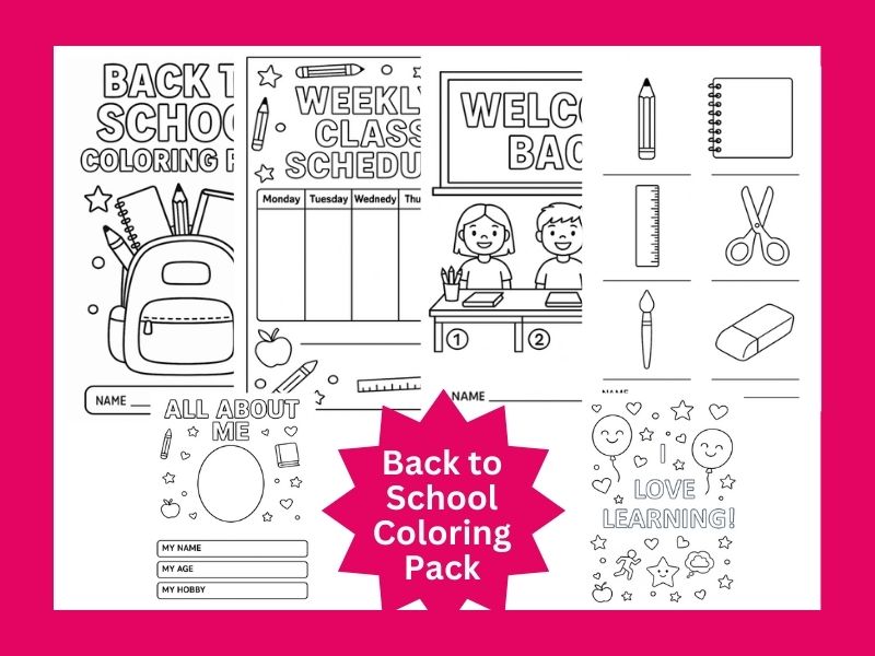 Back to School Coloring Pack | Printable Classroom Activities for Kids