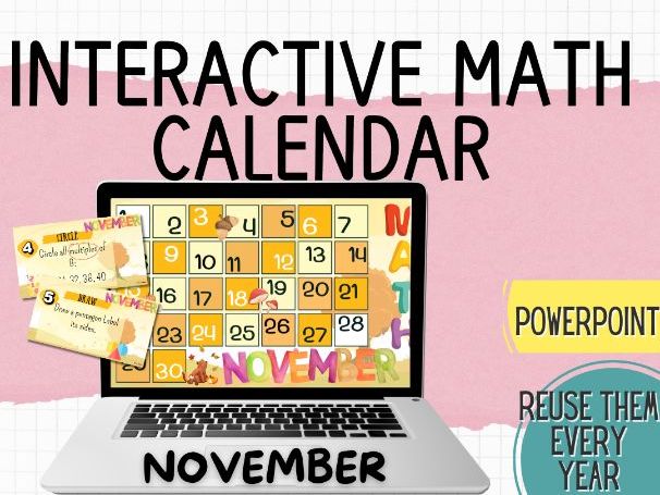 November Interactive Maths Calendar| Daily Maths Challenges | PowerPoint (KS2)