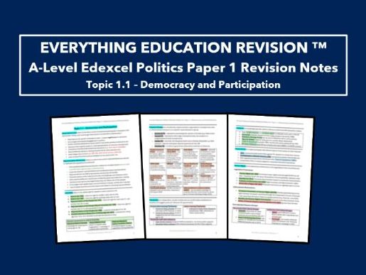 A-Level Edexcel Politics Revision Notes for Topic 1.1 – Democracy and Participation