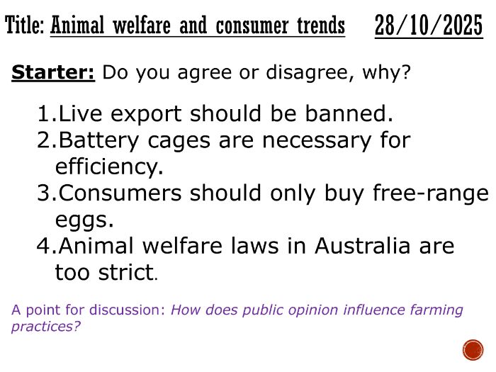 Animal welfare and consumer trends