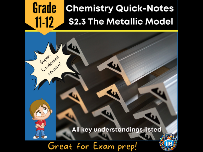 IB DP Chemistry S2.3 Metallic Model: Condensed Topic Revision Notes - 2026