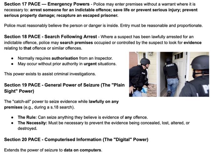 A Level Law: Human Rights - Notes on Police Powers (WJEC/OCR/AQA)