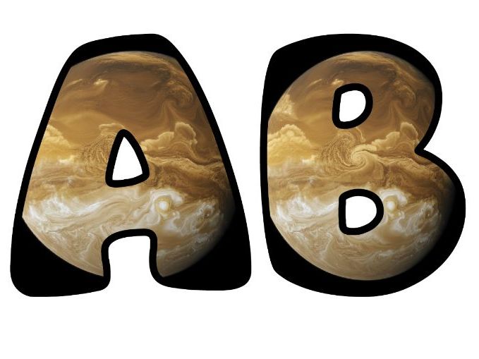 Venus Solar System Planet Lettering Set for Classroom Display | Upper & Lowercase, 0-9 and Signs