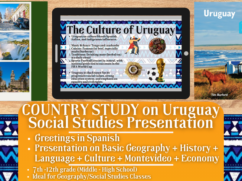 Uruguay Country Study - Geography + Social Studies Presentation - South America