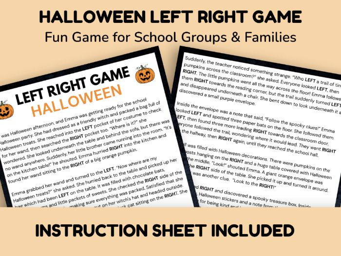 Halloween Left Right Game - Printable Classroom Or Home Activity