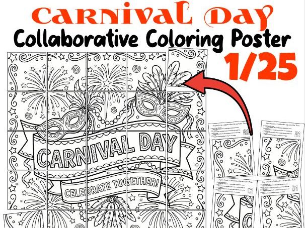 Carnival Day Collaborative Coloring Poster | Celebrate Carnival Together