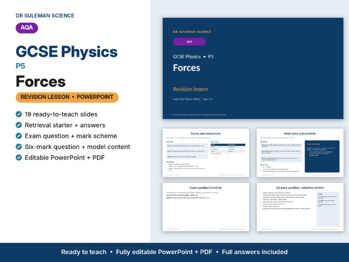 AQA GCSE Physics P5 Forces Revision Lesson PowerPoint