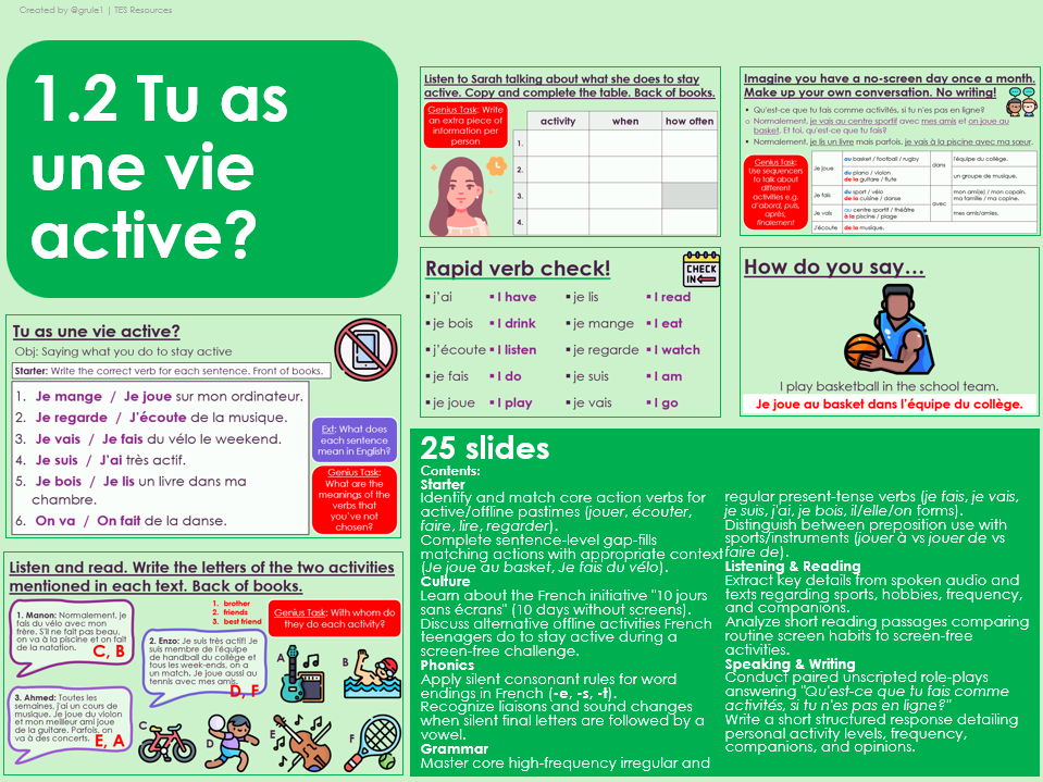 NEW 2026 GCSE French. Foundation/ Vert. Module 1: Unit 2. Tu as une vie active?
