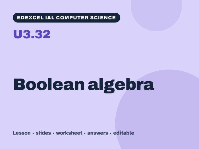 Edexcel IAL Computer Science – U3.32 Boolean algebra – Lesson & Worksheet