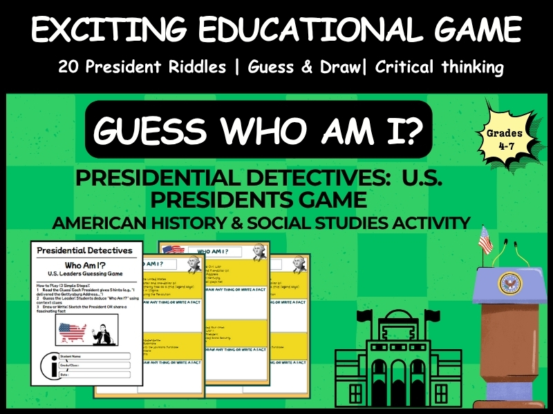Presidential Detectives: "Who Am I?" U.S. Presidents Game | American History & Social Studies