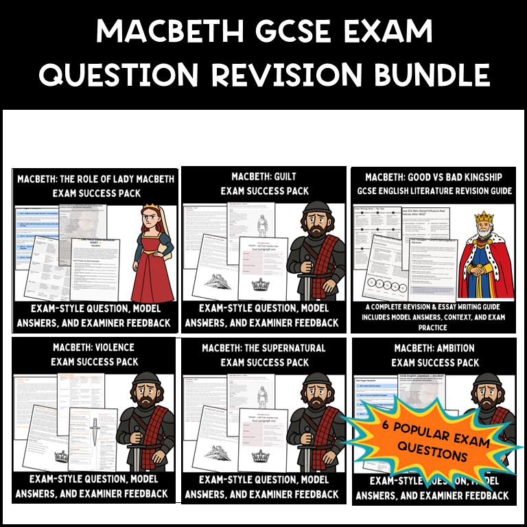 GCSE Macbeth Exam Bundle (AQA) | Grade 5–9 Model Essays, Exam Questions & Revision Packs