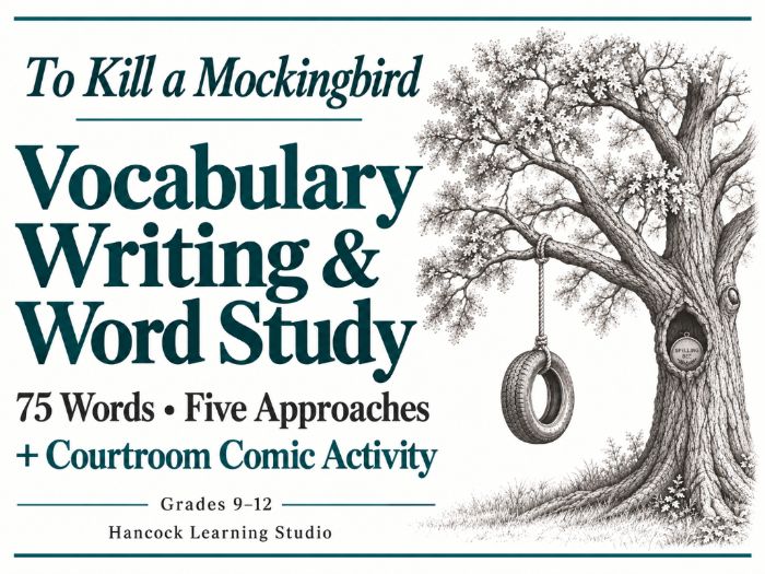To Kill a Mockingbird Vocabulary Writing & Word Study — 75 Words + Courtroom Comic