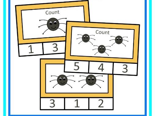 Spiders Count 1-10 Clip Cards Autism SEND