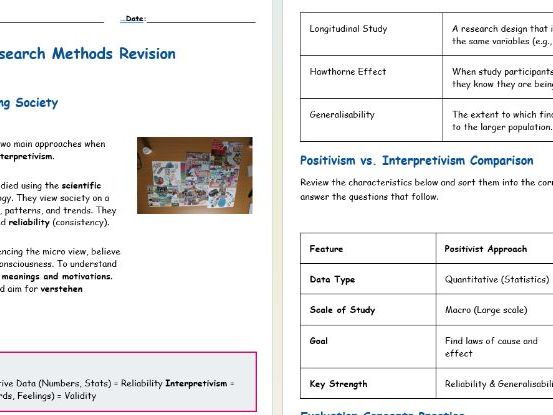 Cambridge IGCSE Sociology Research Methods Revision Booklet